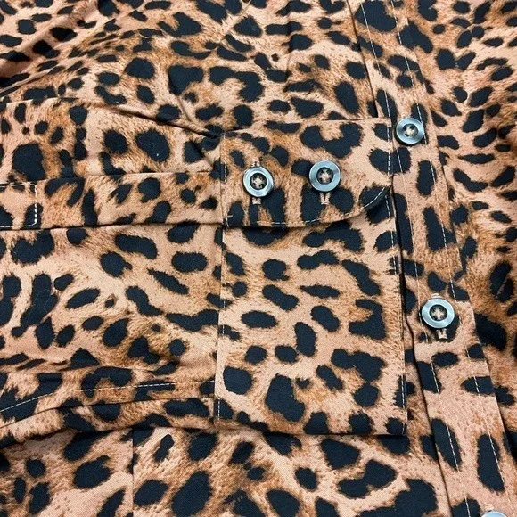 chico's animal print shirt no iron button down size large - Picture 5 of 5